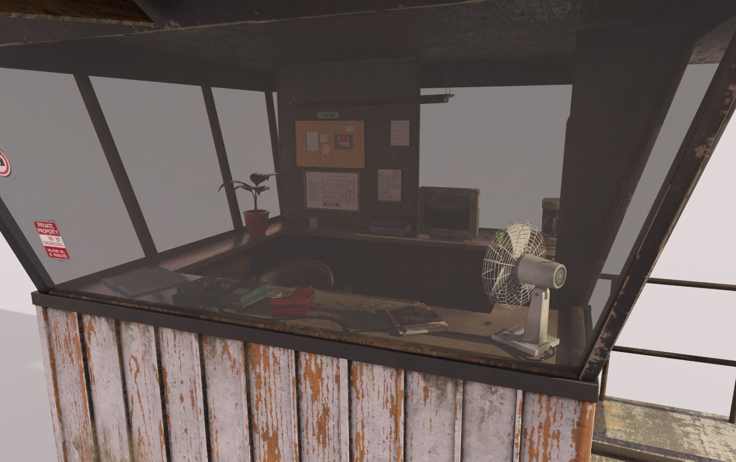 Old Security Booth 3D model_7