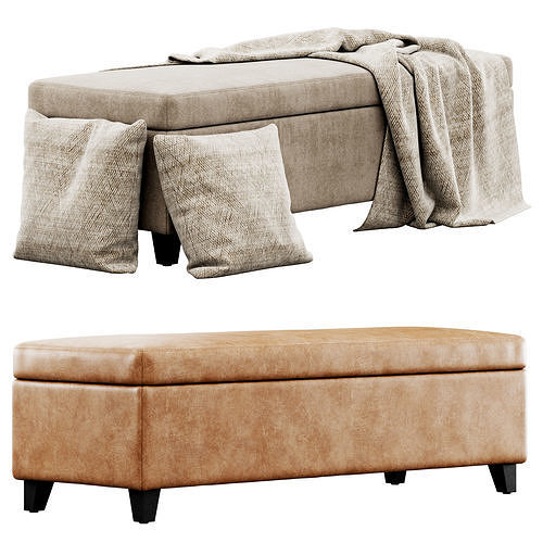 Leather Storage Ottoman by Christopher Knight Home 3D model 3