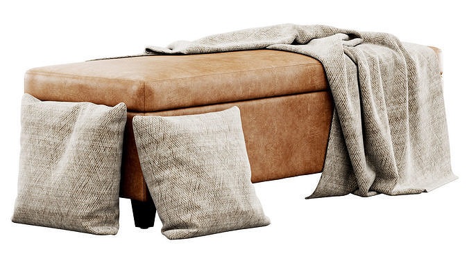 Leather Storage Ottoman by Christopher Knight Home 3D model 6
