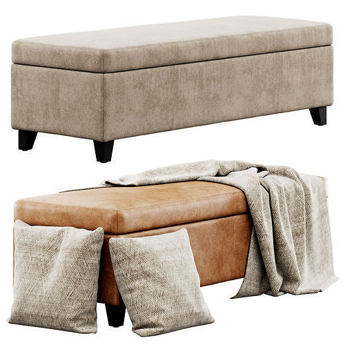 Leather Storage Ottoman by Christopher Knight Home 3D model 2
