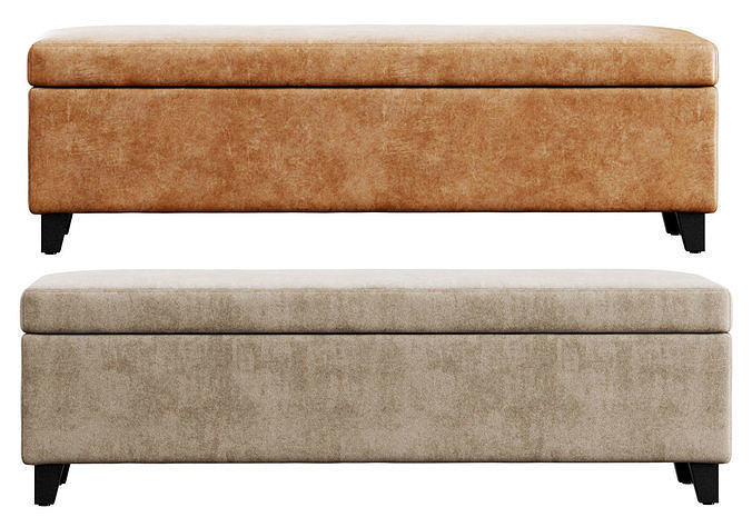 Leather Storage Ottoman by Christopher Knight Home 3D model 5