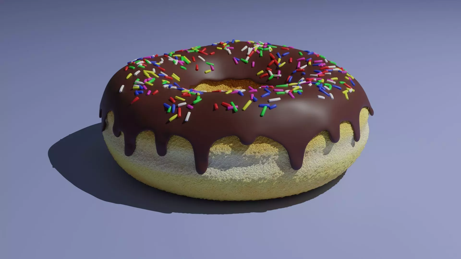 Donut with chocolate and sprinkles 3D model_0