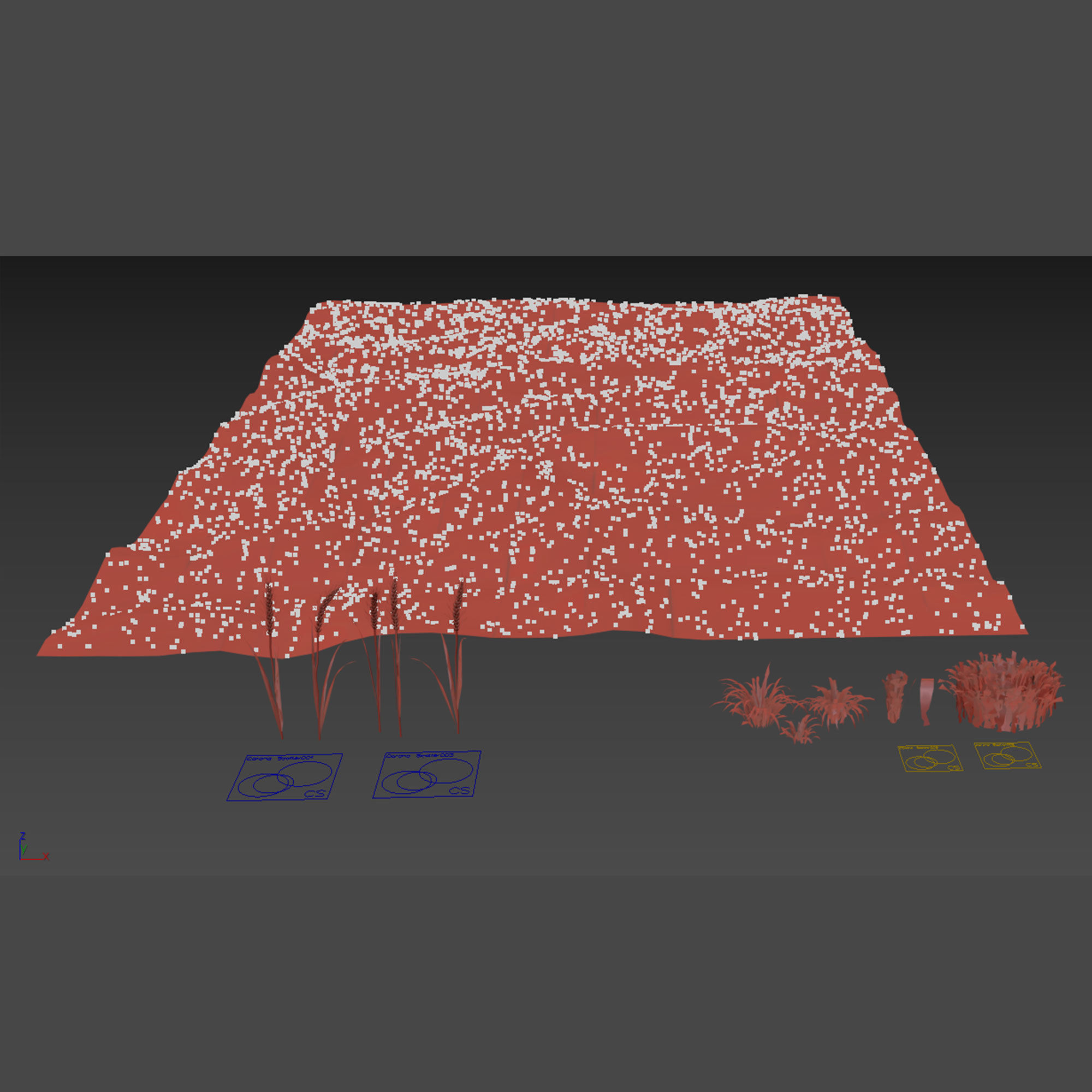 set Grass with Wheat 08 arc Low-poly 3D model_3