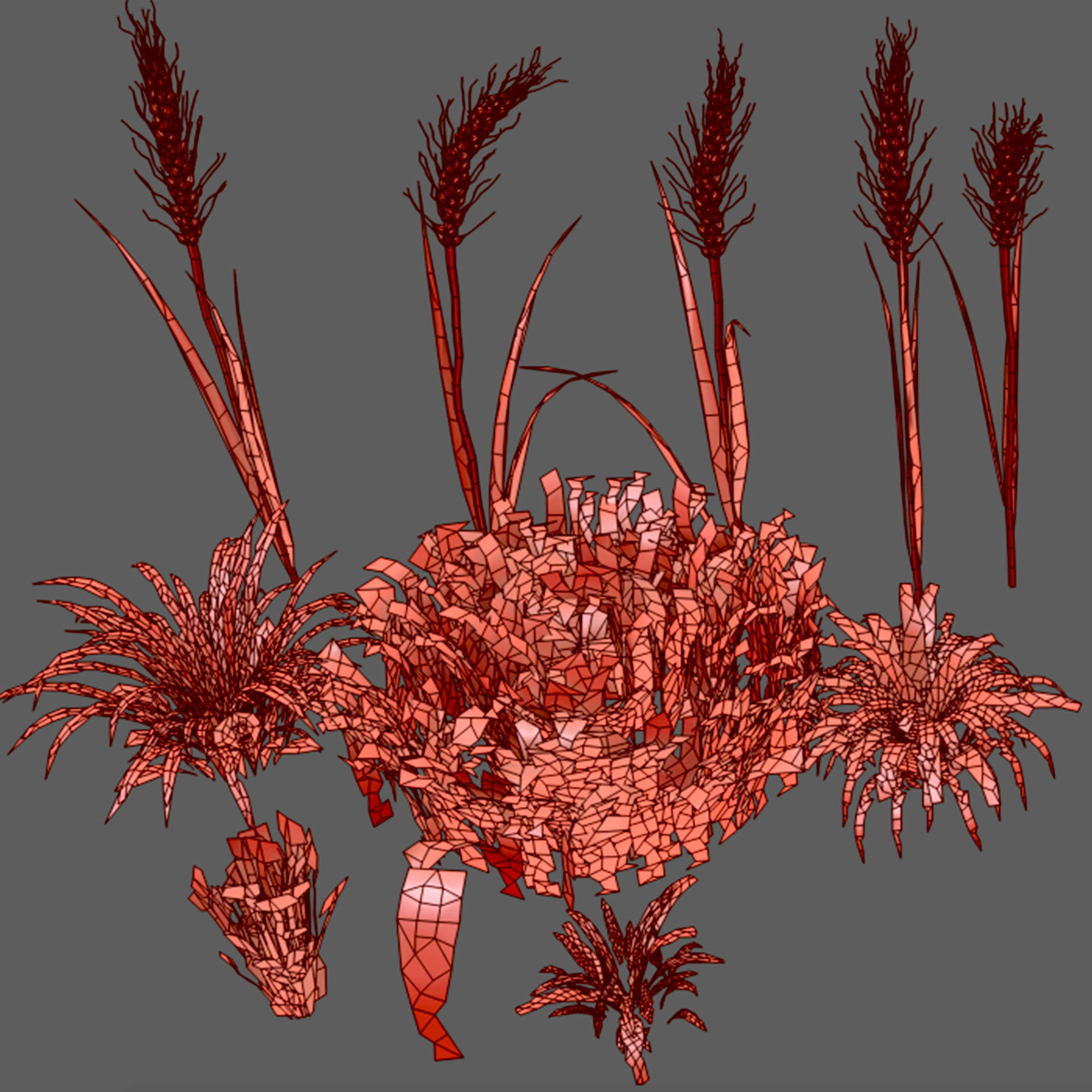 set Grass with Wheat 08 arc Low-poly 3D model_2
