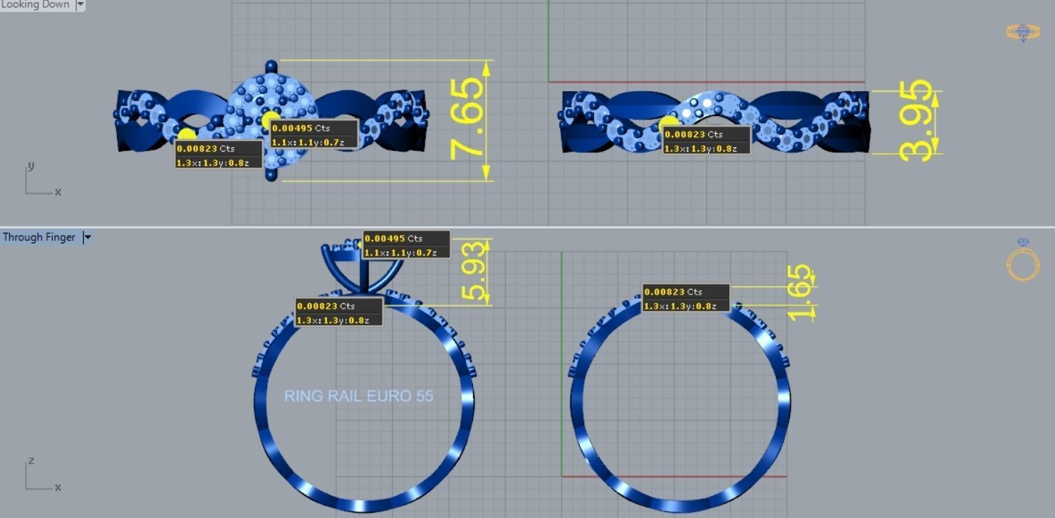 Genuine Diamond Multiple Bridal Engagement Ring R 156 3D print model_4