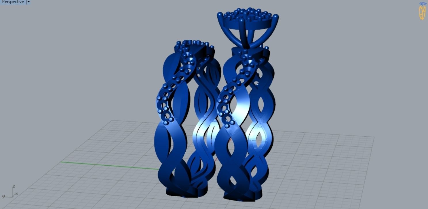 Genuine Diamond Multiple Bridal Engagement Ring R 156 3D print model_7