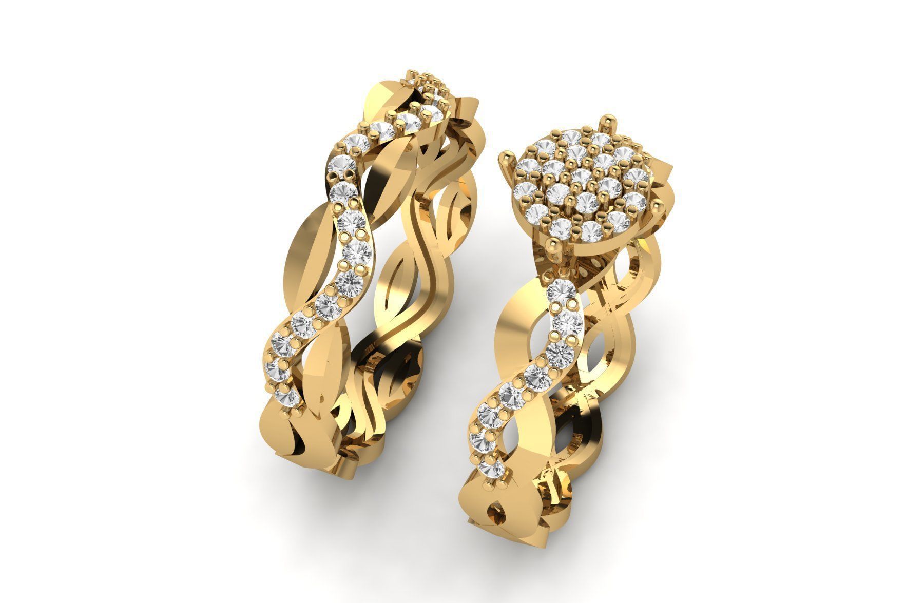 Genuine Diamond Multiple Bridal Engagement Ring R 156 3D print model_2