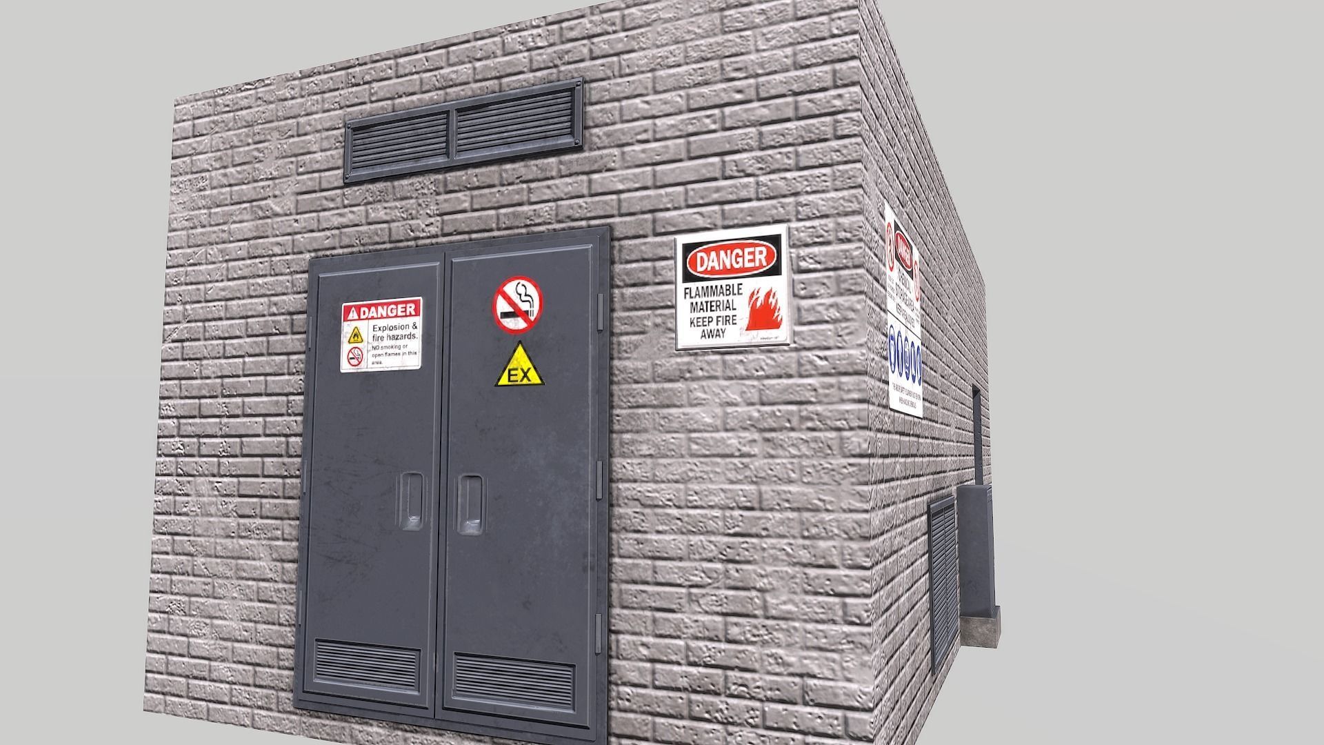 Chemical Explosive Wharehouse and Chemical Containers  Low-poly 3D model_6