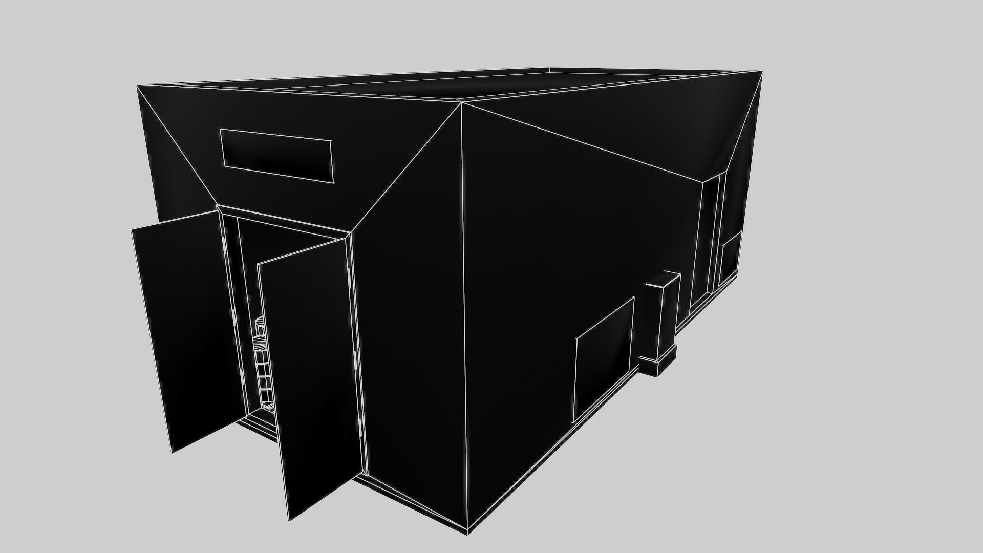 Chemical Explosive Wharehouse and Chemical Containers  Low-poly 3D model_19