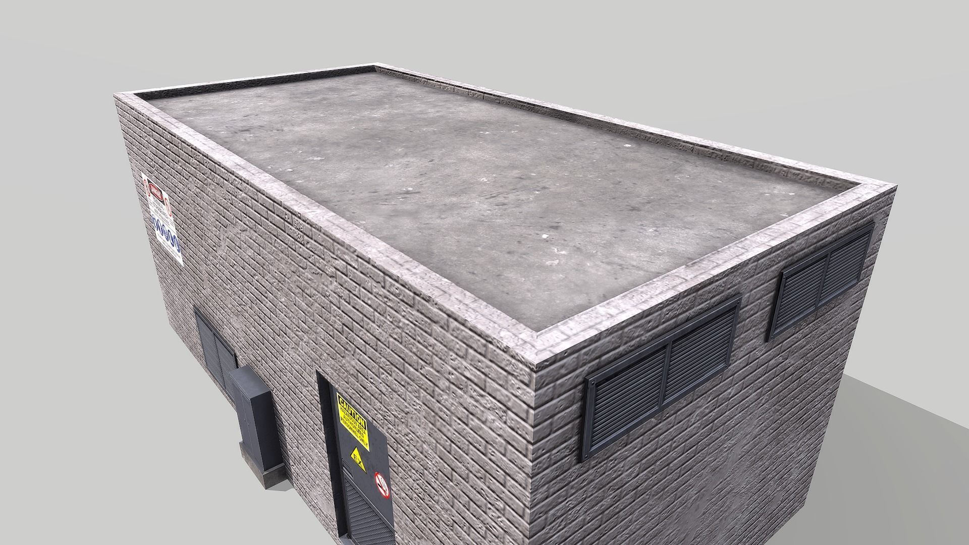 Chemical Explosive Wharehouse and Chemical Containers  Low-poly 3D model_9