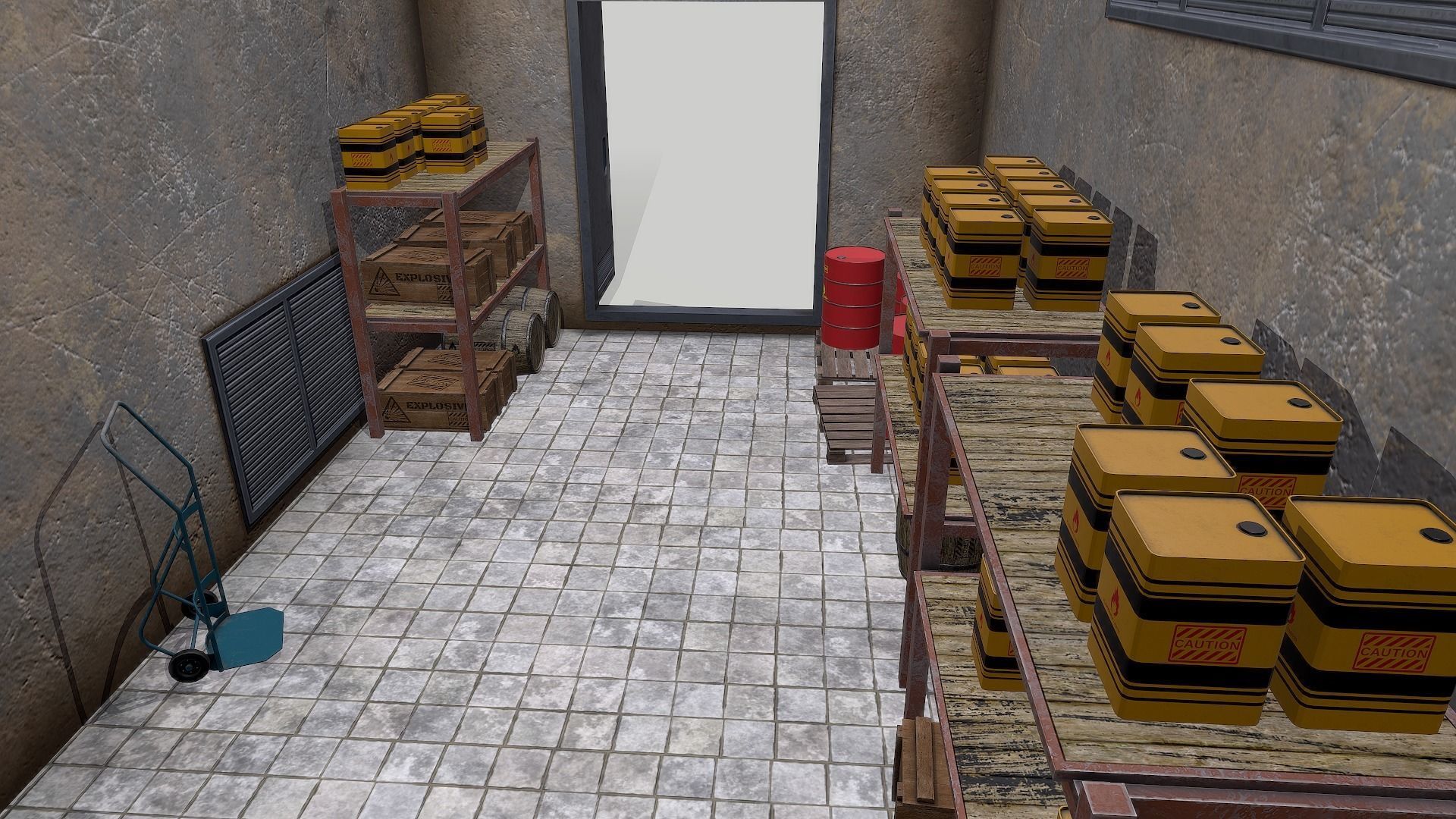 Chemical Explosive Wharehouse and Chemical Containers  Low-poly 3D model_17