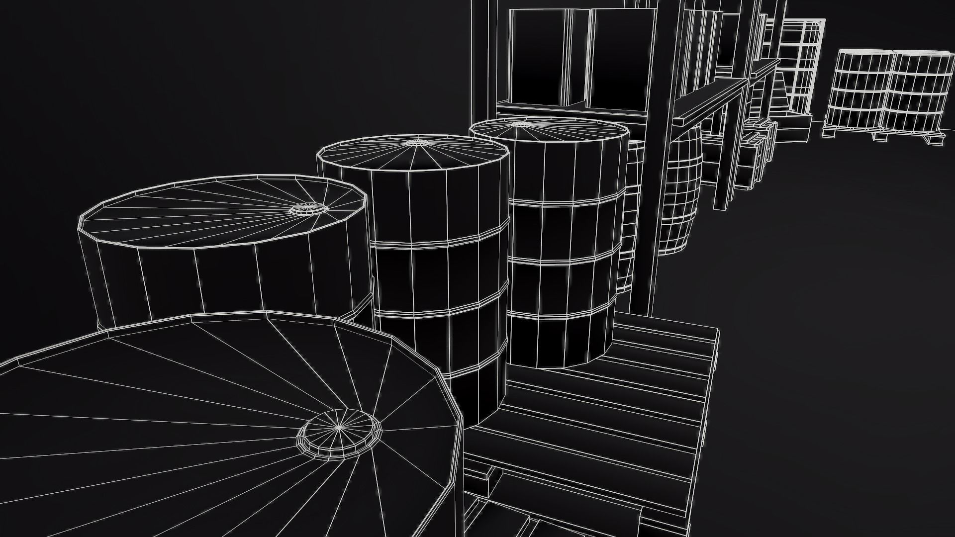 Chemical Explosive Wharehouse and Chemical Containers  Low-poly 3D model_21