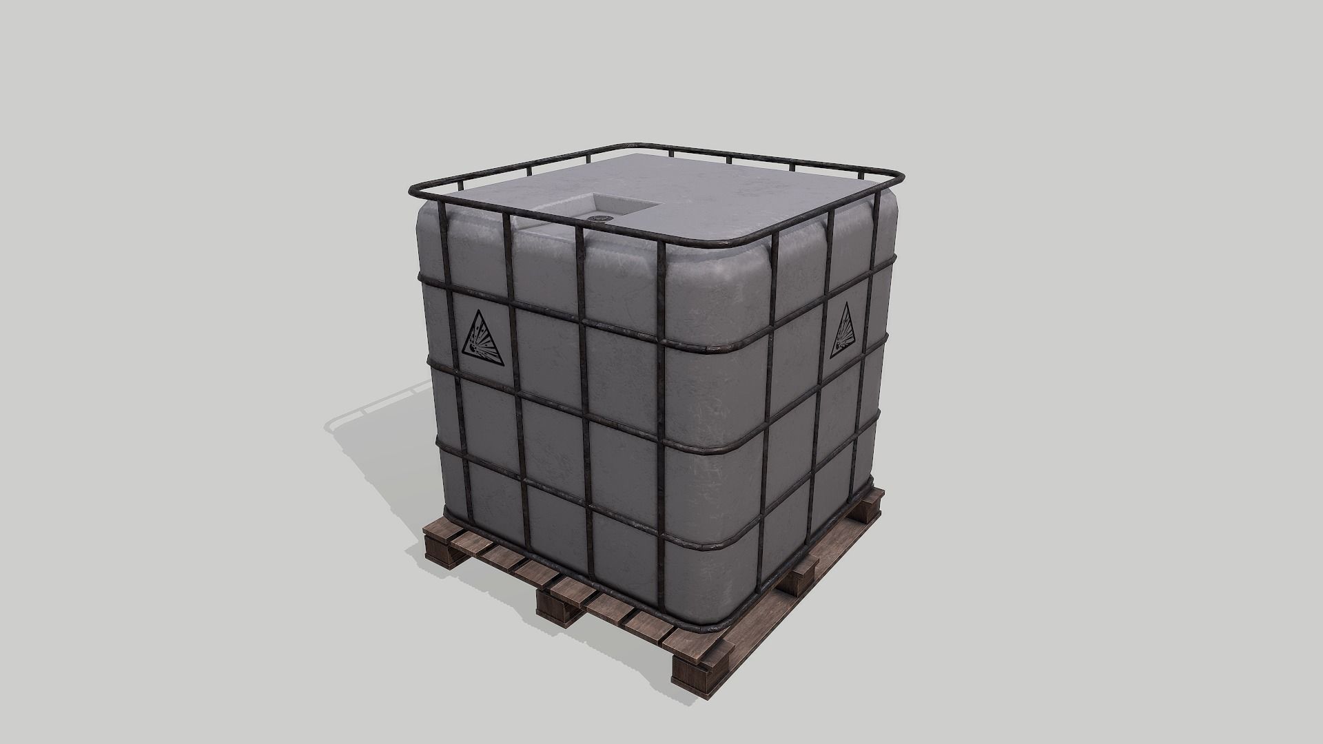 Chemical Explosive Wharehouse and Chemical Containers  Low-poly 3D model_18