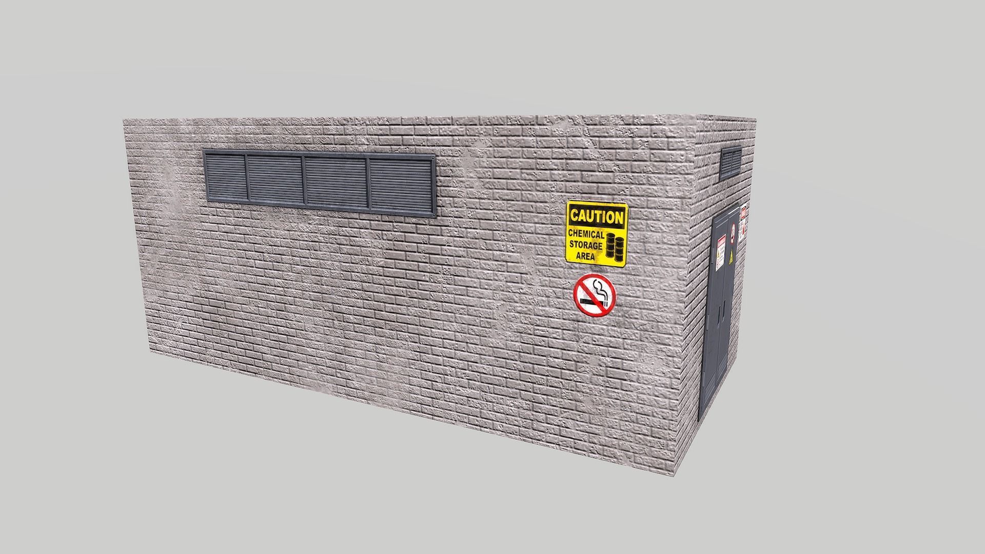 Chemical Explosive Wharehouse and Chemical Containers  Low-poly 3D model_8