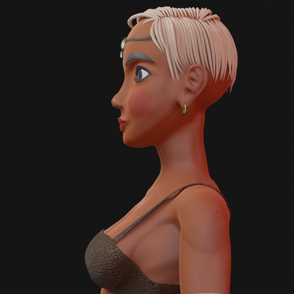 Warrior Girl Low-poly 3D model_2