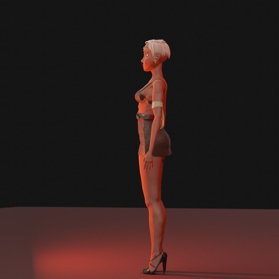 Warrior Girl Low-poly 3D model_1