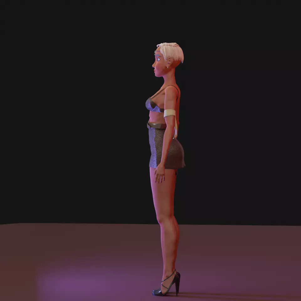 Warrior Girl Low-poly 3D model_0