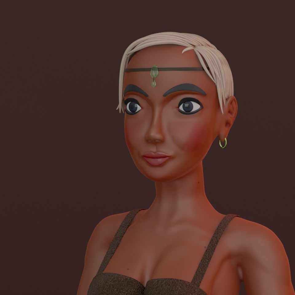 Warrior Girl Low-poly 3D model_3