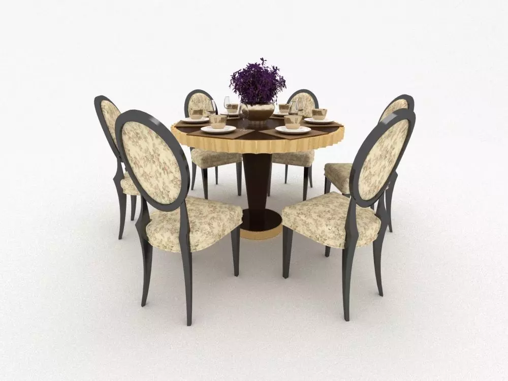 table dining and chairs 3D model_0