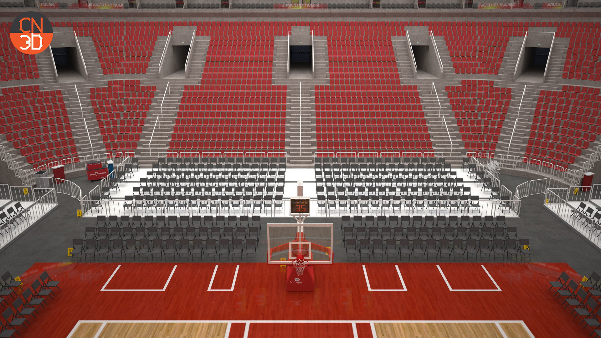 Basketball arena v2 - interior - low poly Low-poly 3D model_19