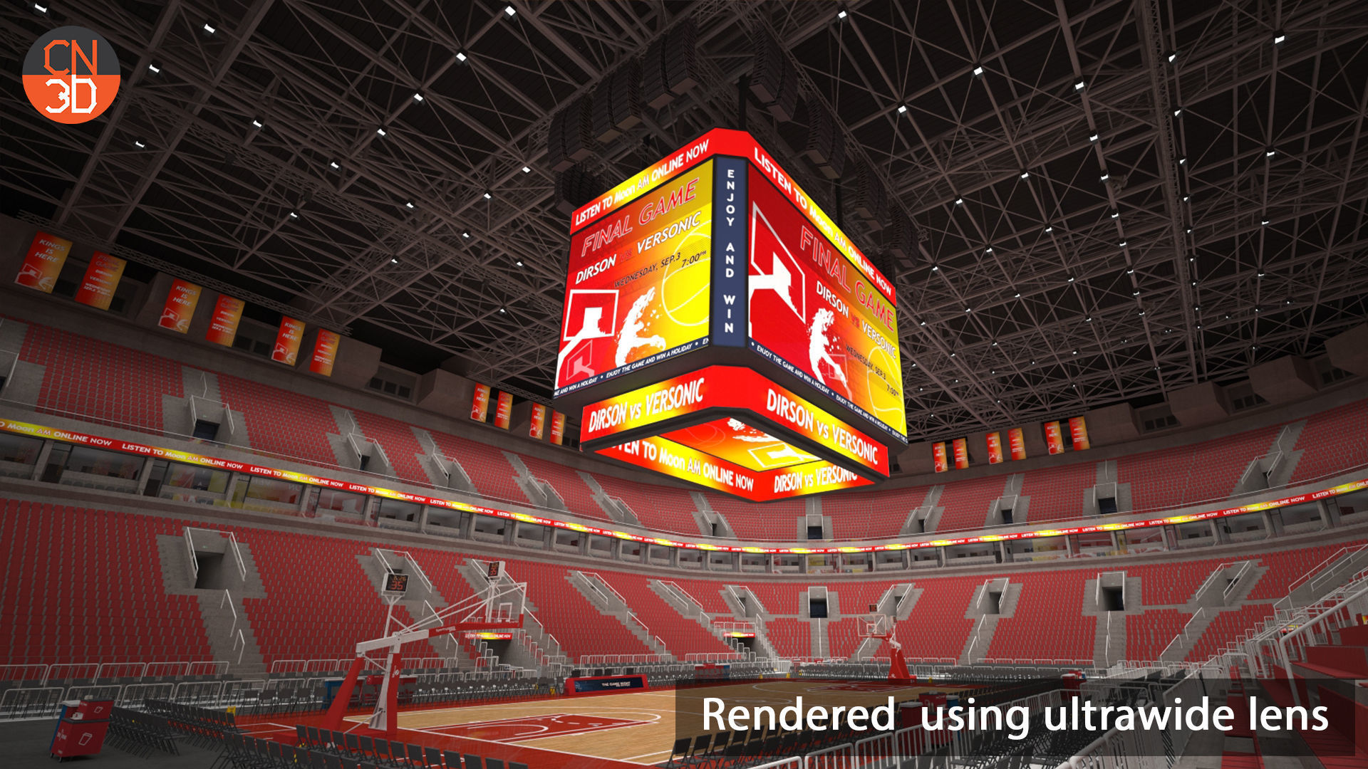 Basketball arena v2 - interior - low poly Low-poly 3D model_6