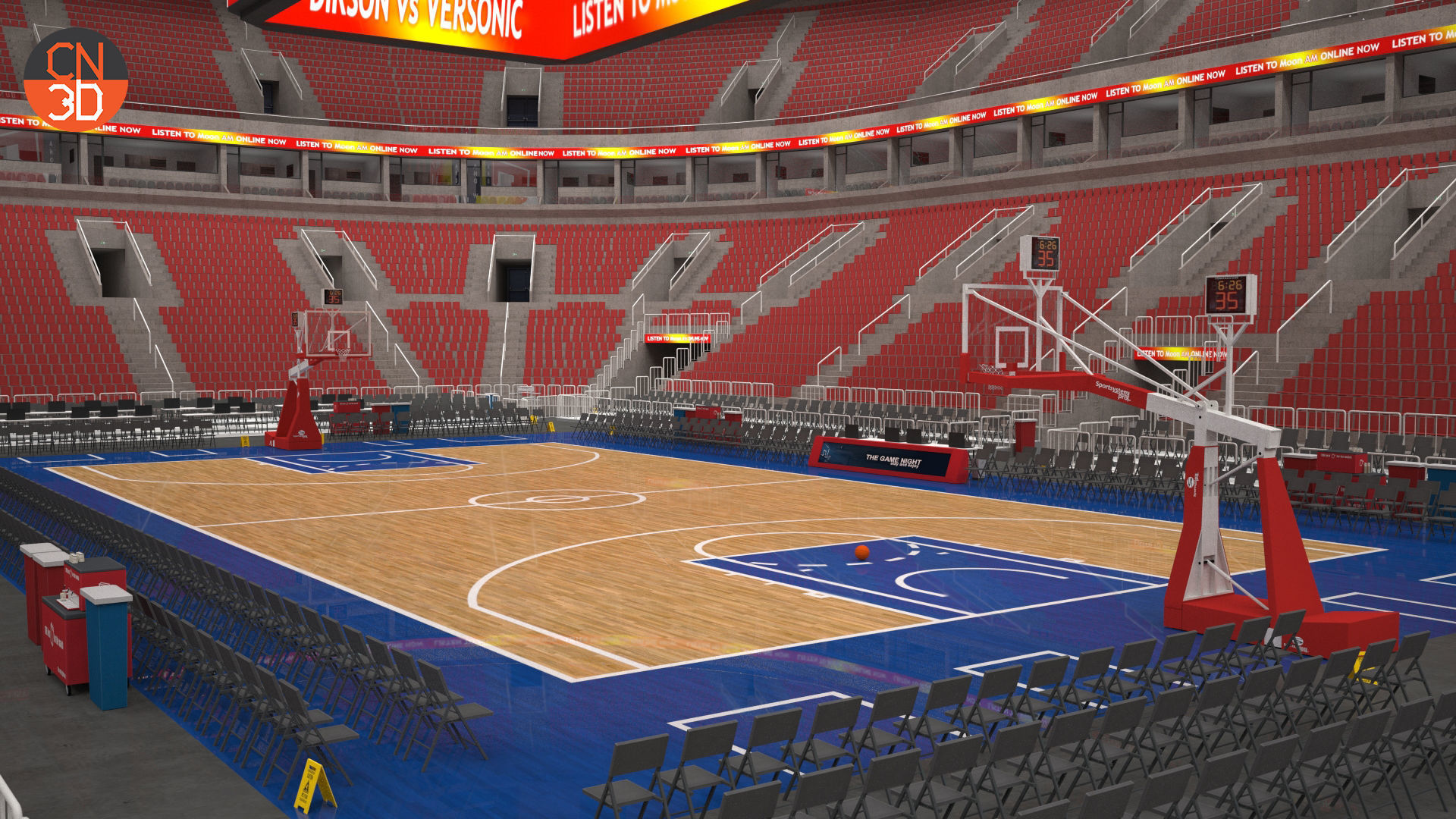 Basketball arena v2 - interior - low poly Low-poly 3D model_3