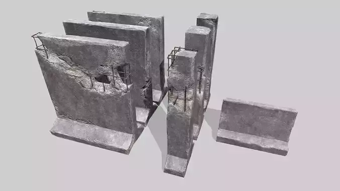 Old Concrete Walls Low-poly 3D model
