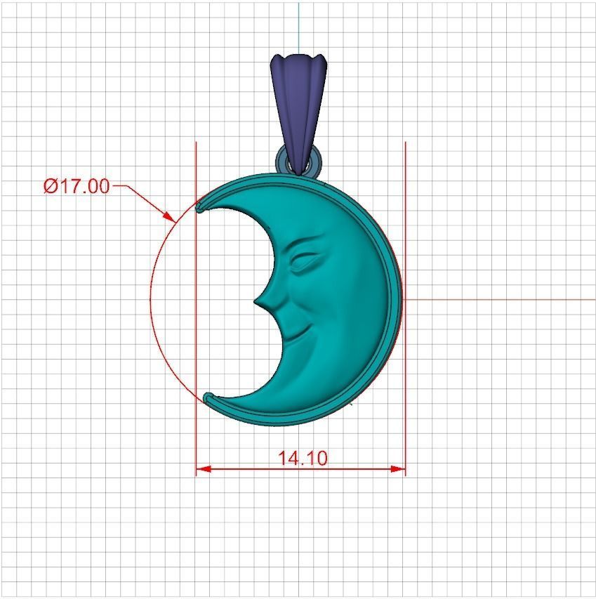 Moon pendant 3D print model_4