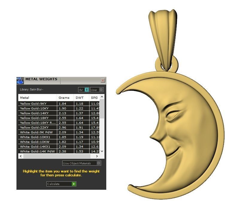 Moon pendant 3D print model_7