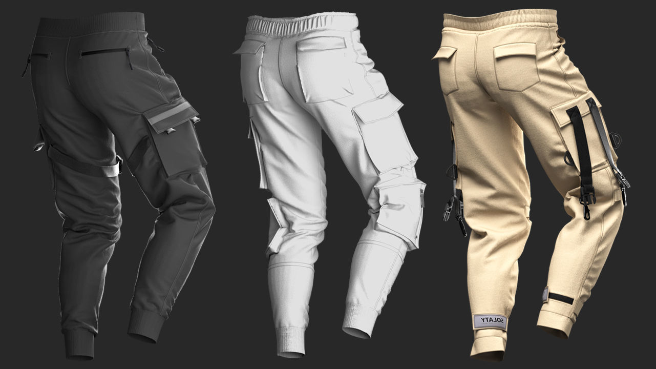 3 Cargo Pants - Marvelous Designer with Video Process 3D model_1