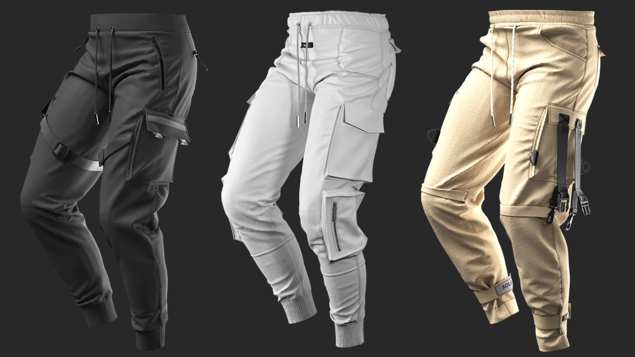 3 Cargo Pants - Marvelous Designer with Video Process 3D model_2