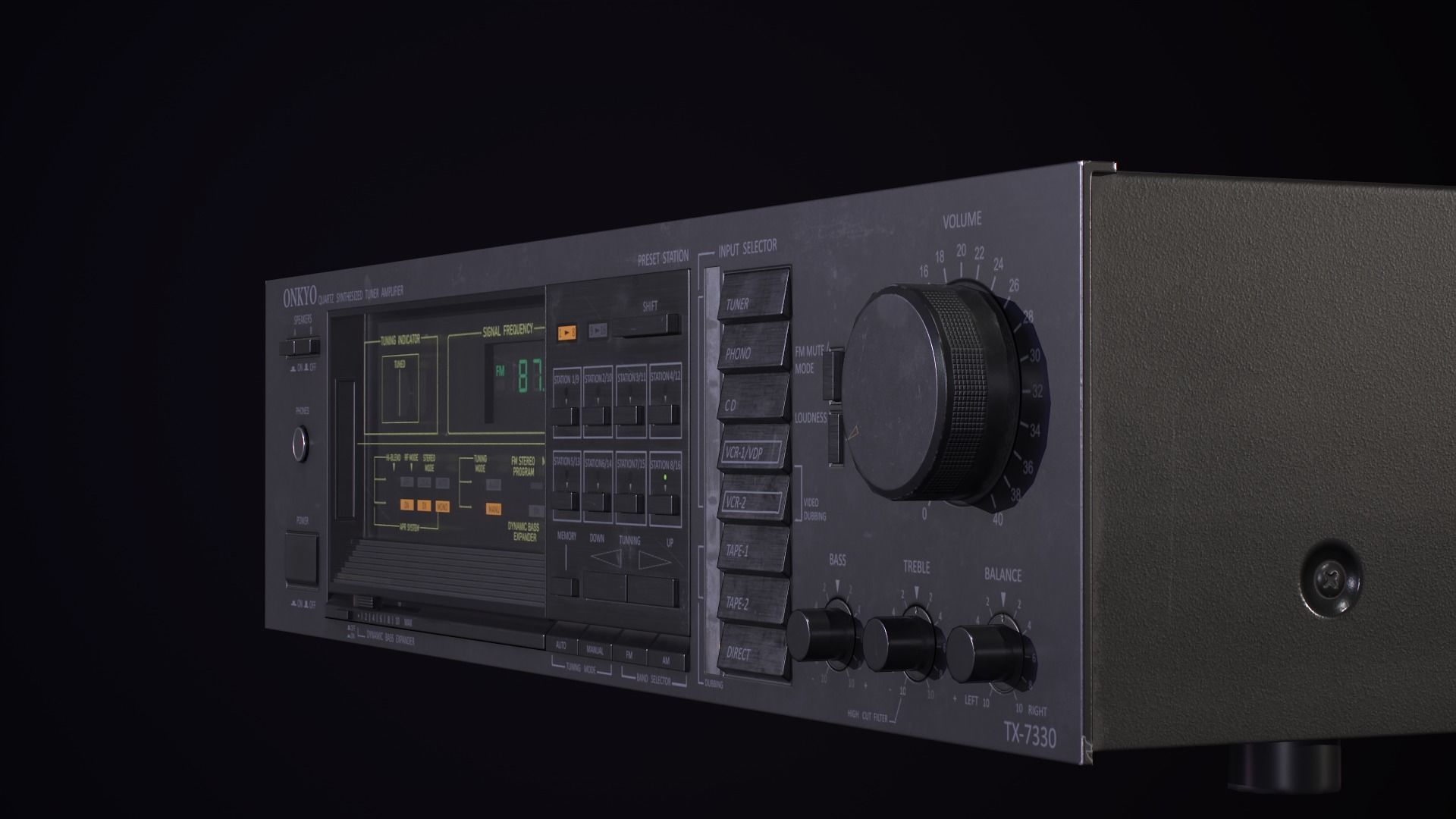 Vintage receiver Onkyo TX-7330 Low-poly 3D model_5