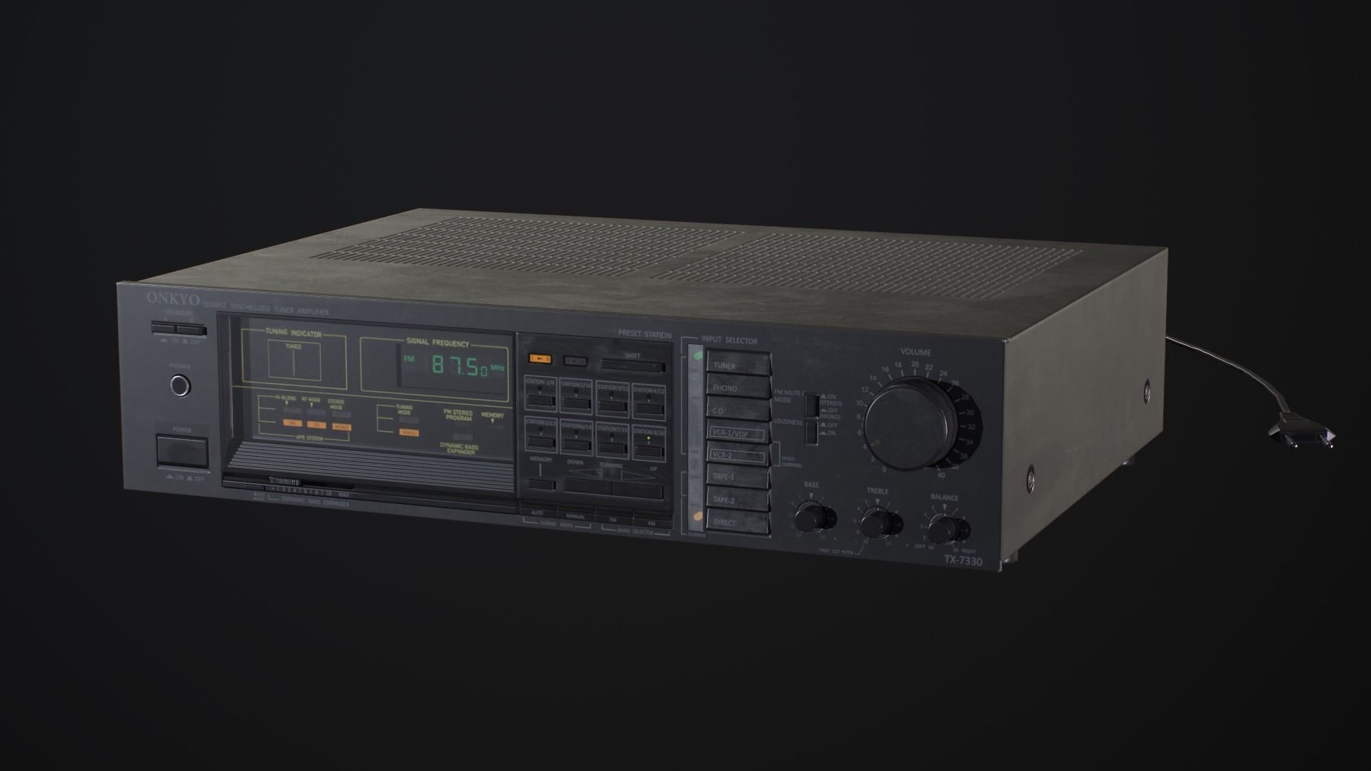 Vintage receiver Onkyo TX-7330 Low-poly 3D model_2