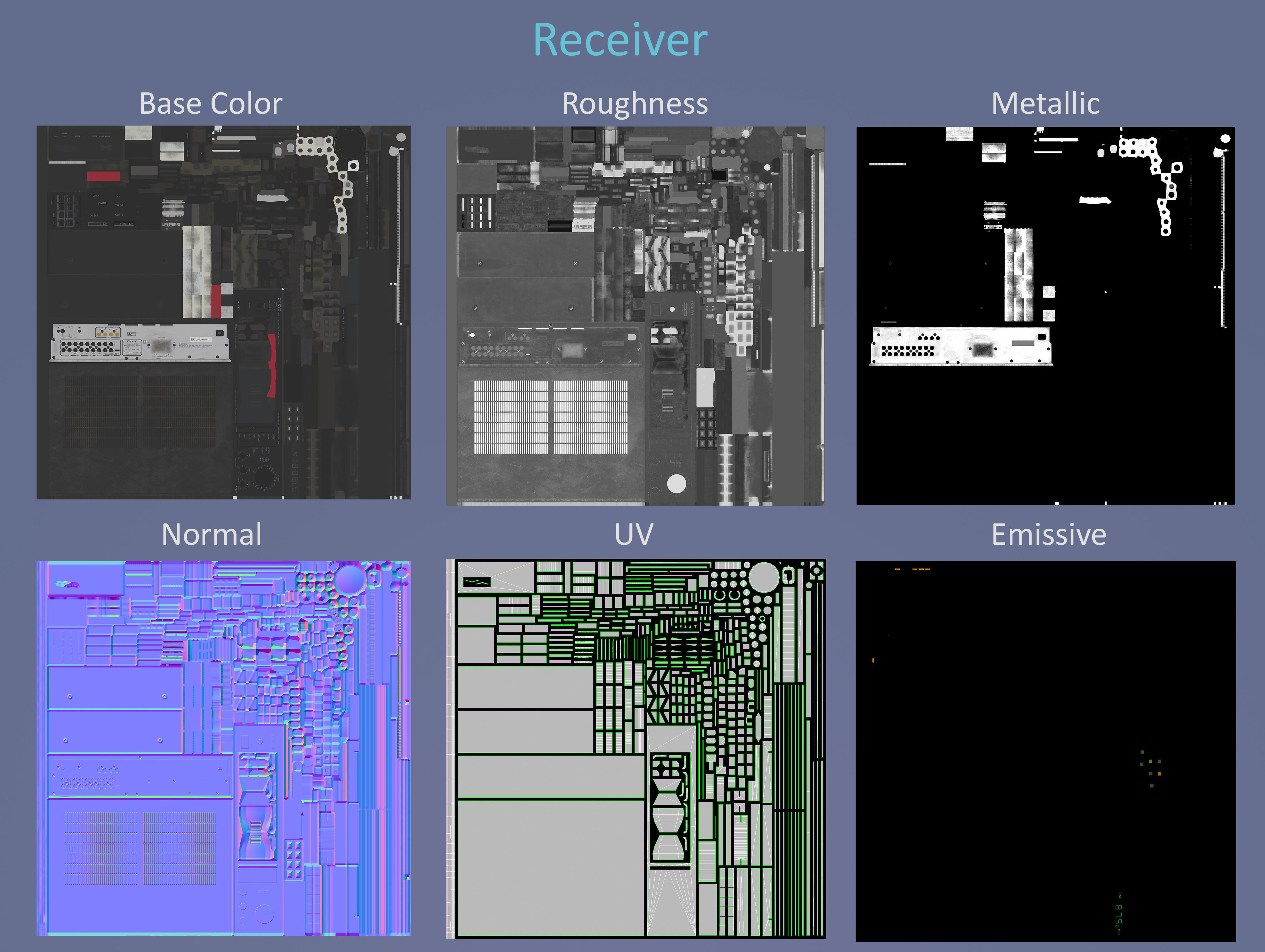 Vintage receiver Onkyo TX-7330 Low-poly 3D model_8
