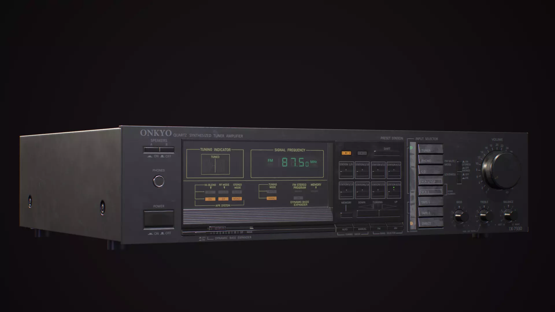 Vintage receiver Onkyo TX-7330 Low-poly 3D model_0