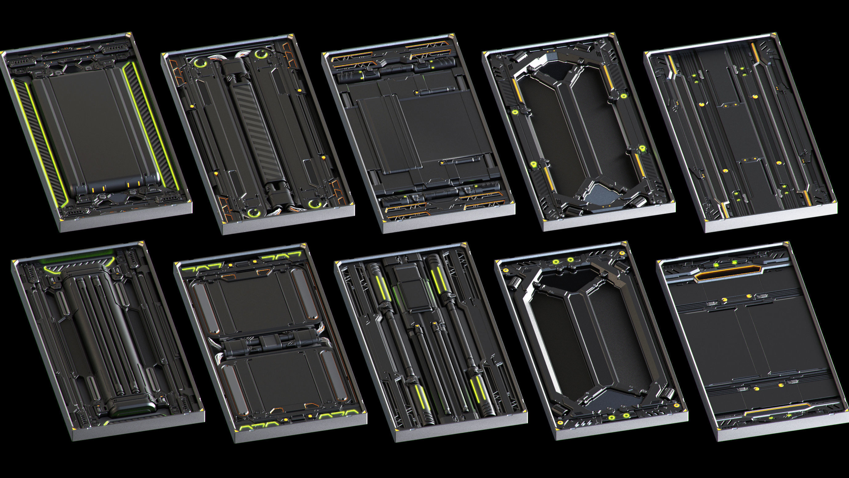 SciFi Panels set 3D model_1