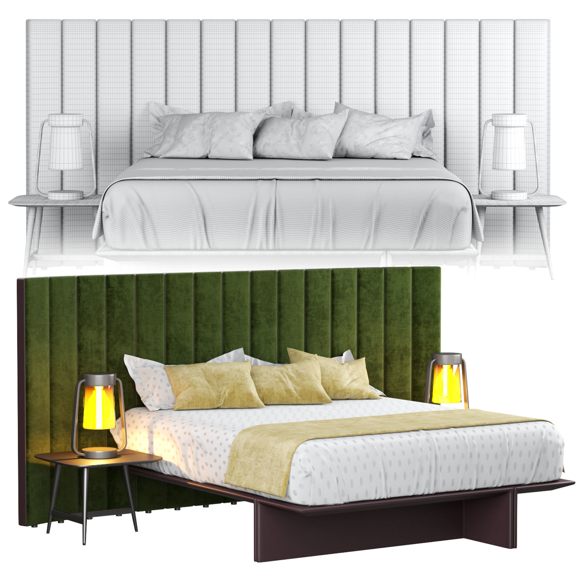 Roche Bobois Backstage Bed Low-poly 3D model_1