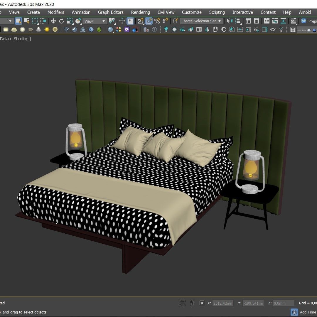 Roche Bobois Backstage Bed Low-poly 3D model_3