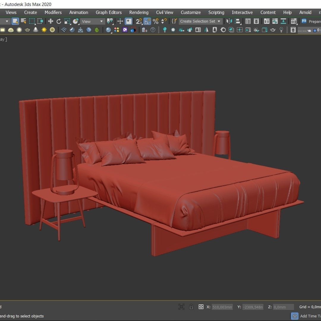 Roche Bobois Backstage Bed Low-poly 3D model_4