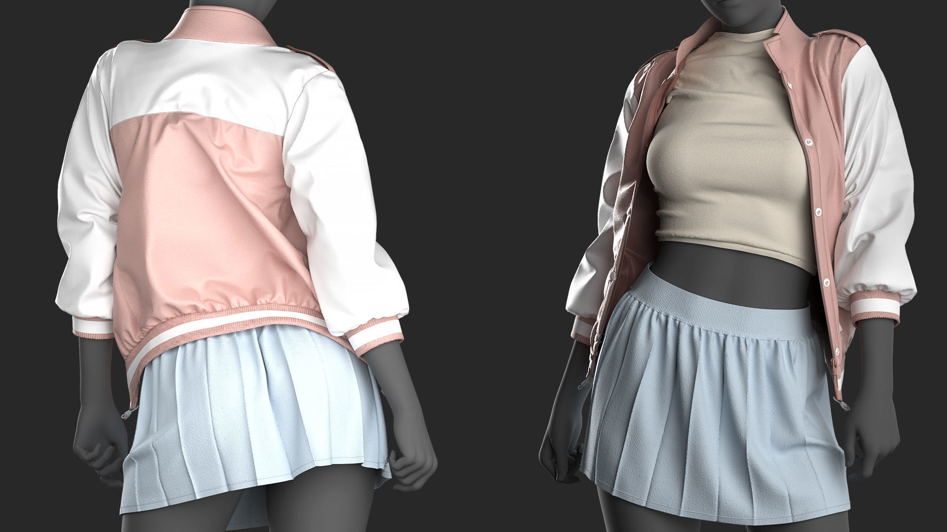 Girls Outfit 3 - Marvelous - CLO Project file - Video Process 3D model_2