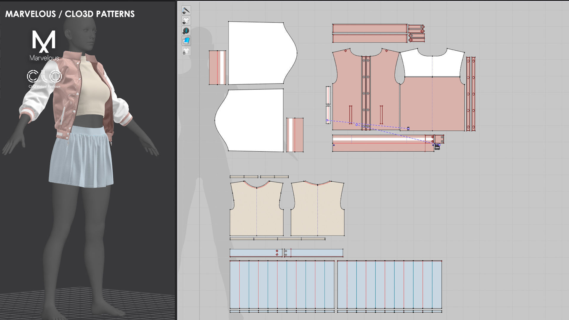 Girls Outfit 3 - Marvelous - CLO Project file - Video Process 3D model_4