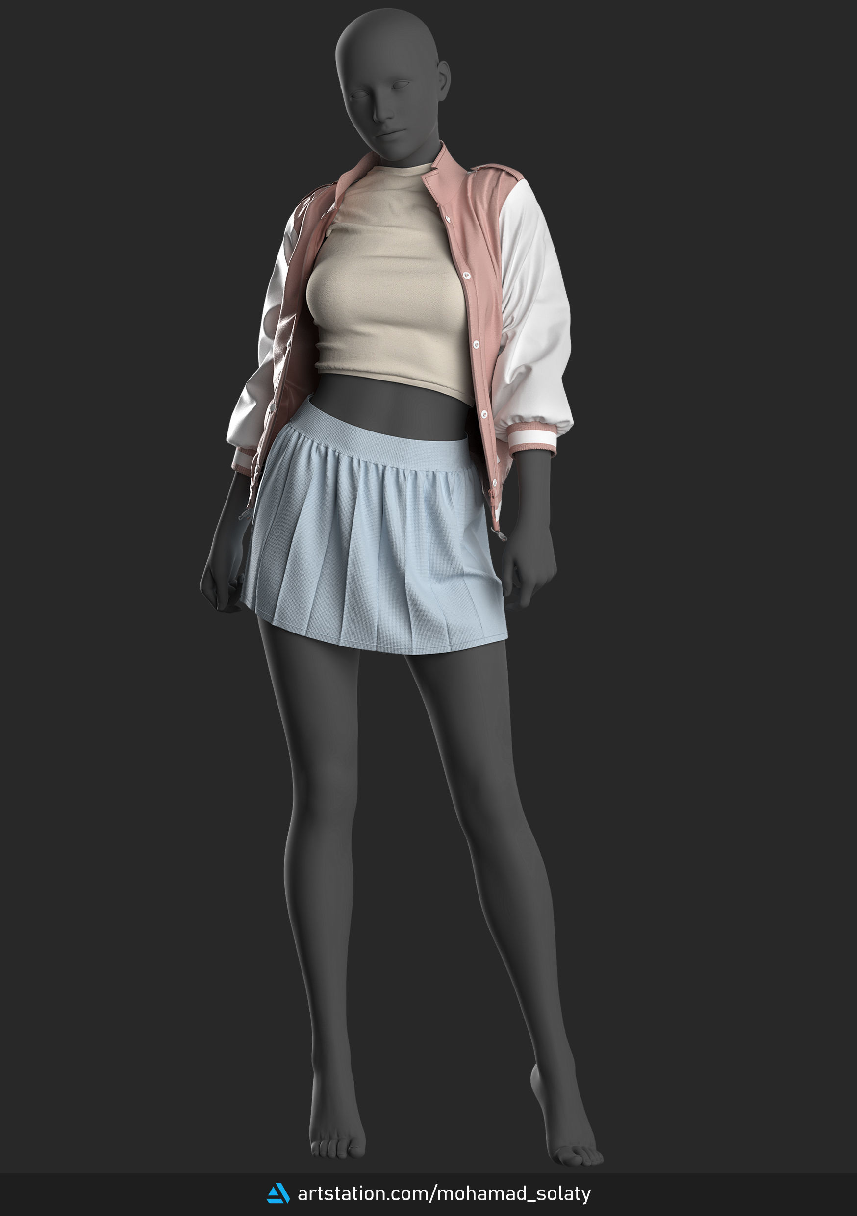 Girls Outfit 3 - Marvelous - CLO Project file - Video Process 3D model_8