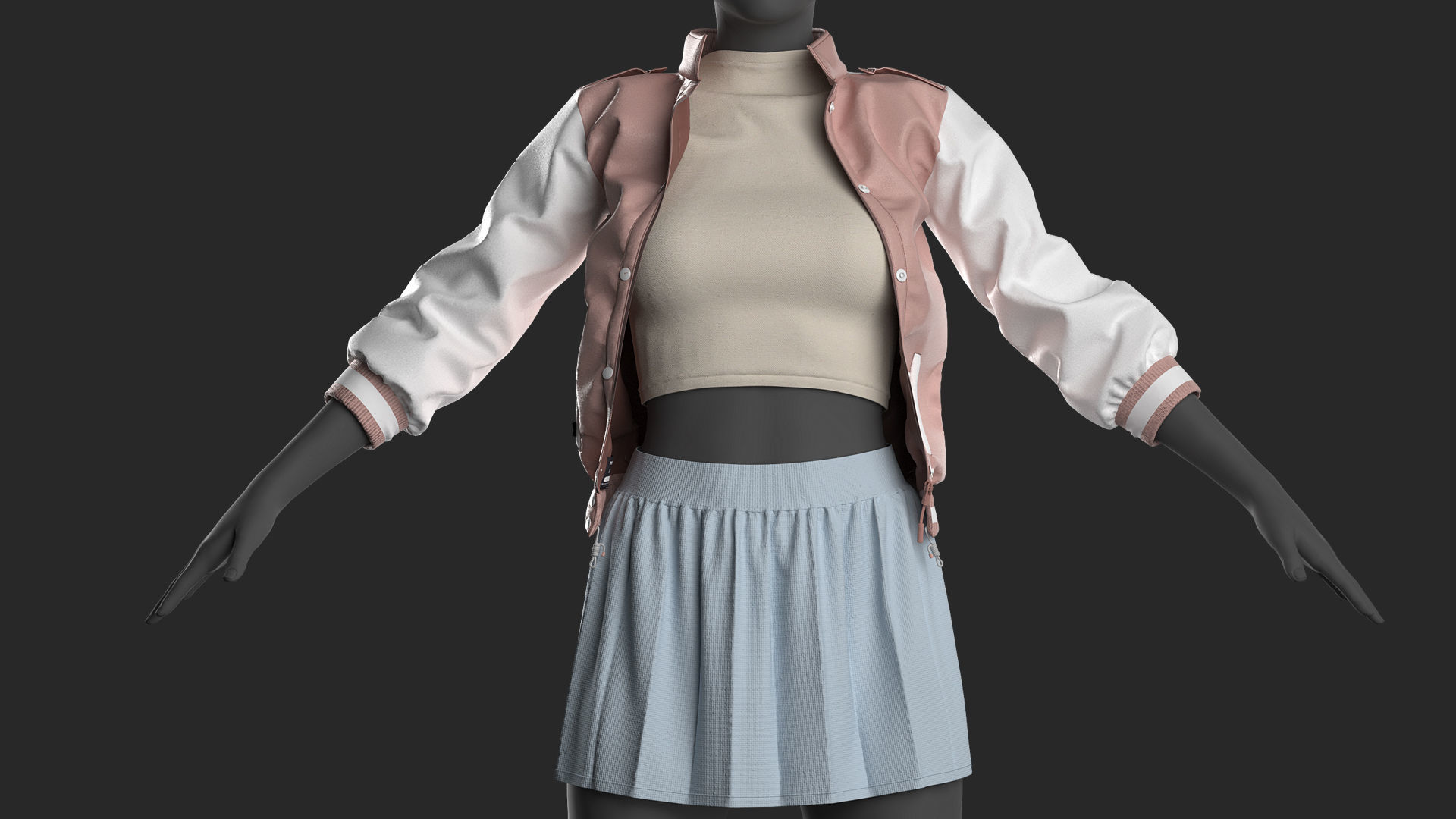 Girls Outfit 3 - Marvelous - CLO Project file - Video Process 3D model_3
