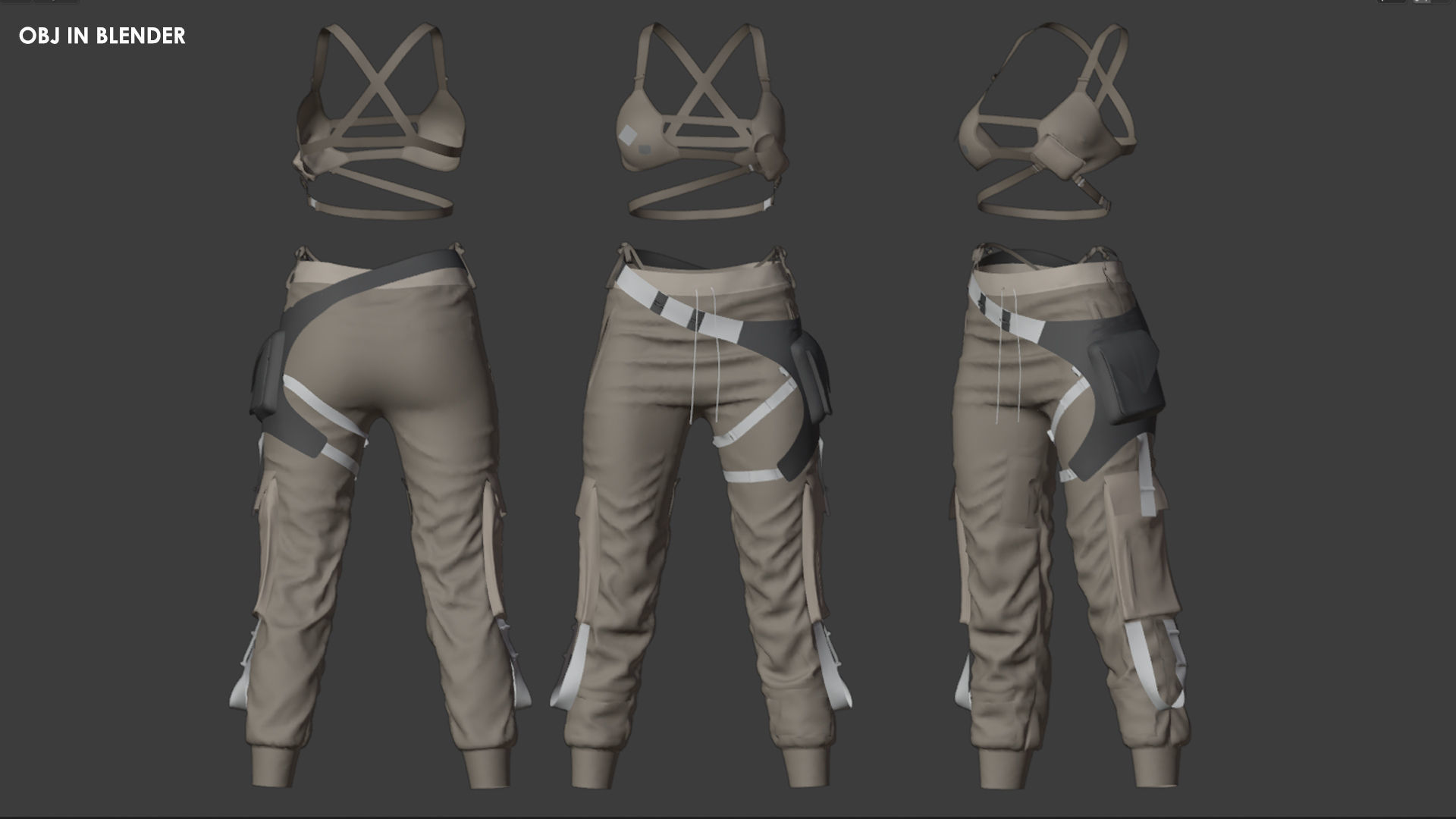 Agent Girl 1 - Marvelous Designer with Video Process 3D model_9