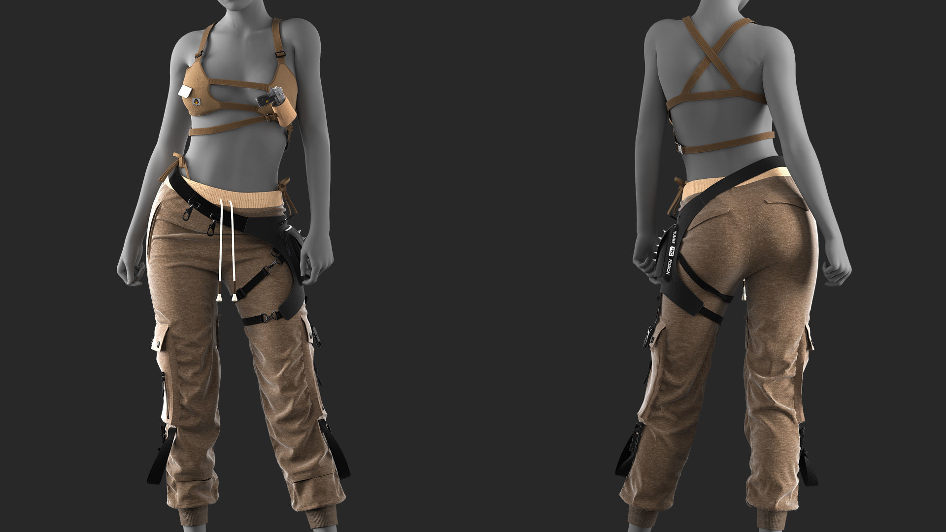 Agent Girl 1 - Marvelous Designer with Video Process 3D model_2