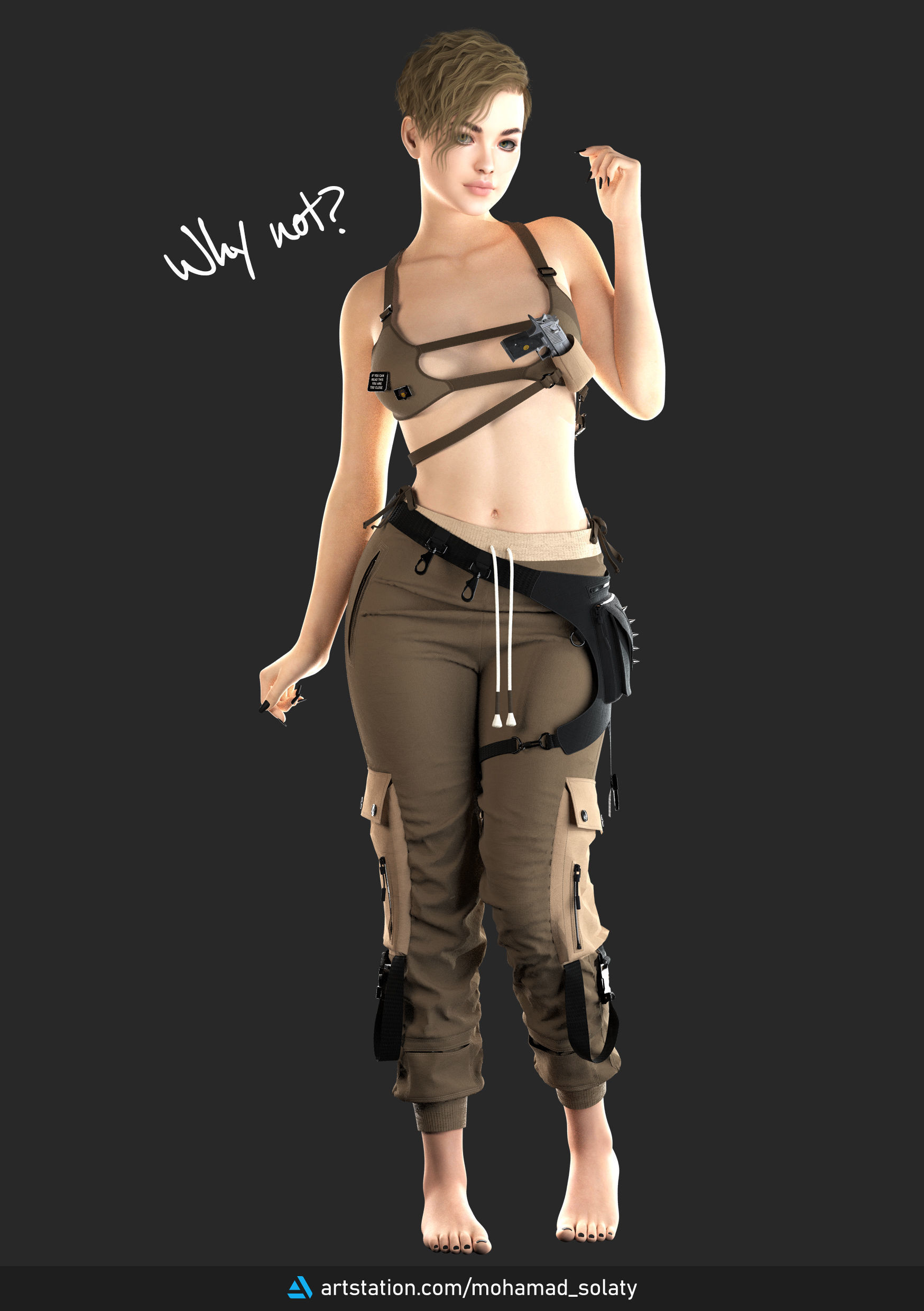 Agent Girl 1 - Marvelous Designer with Video Process 3D model_4