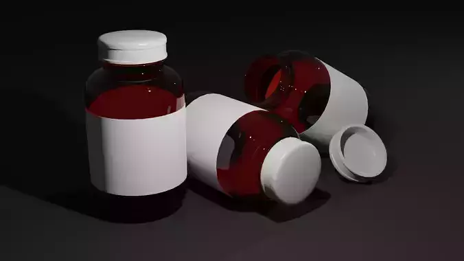 Amber Glass Pill Bottle Low-poly 3D model