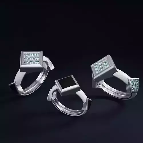 unisex enamel and gem rings 3packs