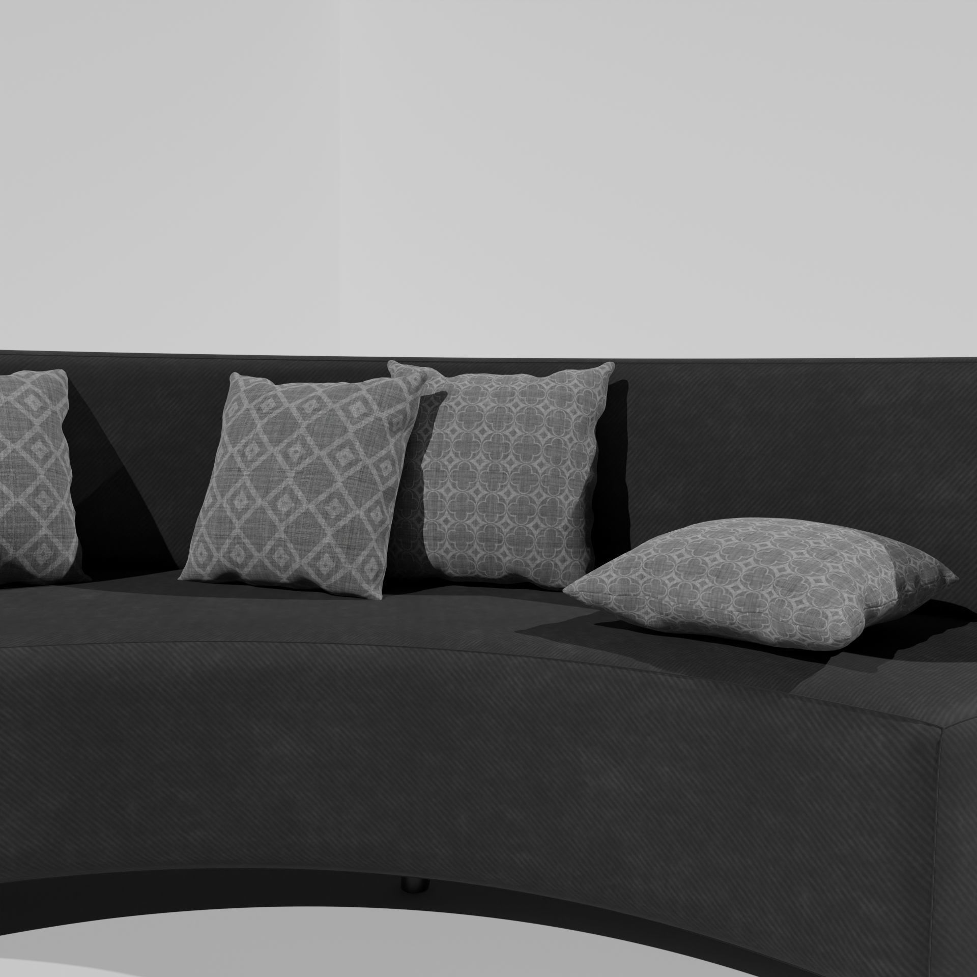 Corner sofa in the form of a semicircle 3D model_2