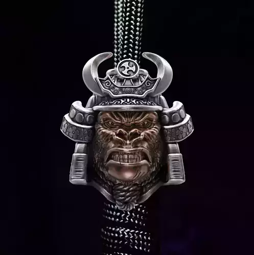 Gorilla Head Samurai Bead 3d model for 3d printing 